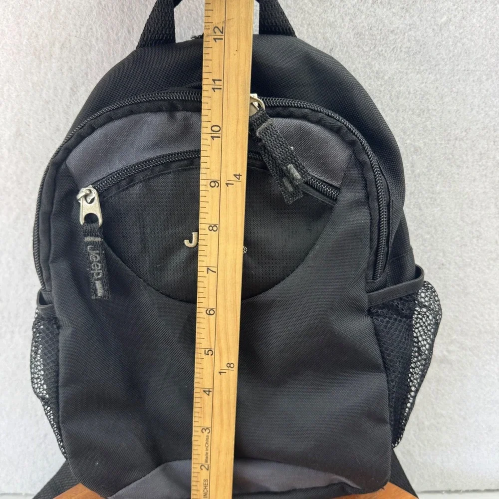 Jeep Mini Backpack Black Nylon Daypack Travel‎ Bag Zippered Compartments Logo